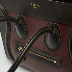 Pre Owned Celine Tri Color Leather Micro Luggage Tote