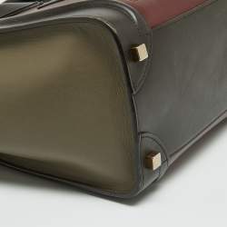 Pre Owned Celine Tri Color Leather Micro Luggage Tote