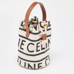 Pre Owned Celine Tricolor Canvas and Leather Striped Teen Drawstring Bag