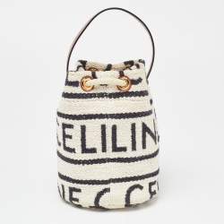 Pre Owned Celine Tricolor Canvas and Leather Striped Teen Drawstring Bag