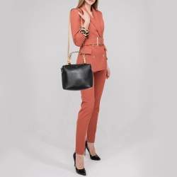 Pre Owned Celine Black/Beige Leather Soft Cube Satchel