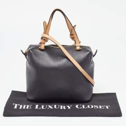 Pre Owned Celine Black/Beige Leather Soft Cube Satchel