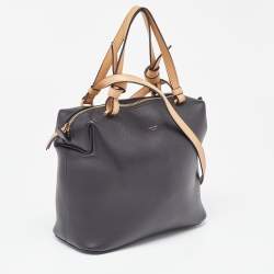 Pre Owned Celine Black/Beige Leather Soft Cube Satchel