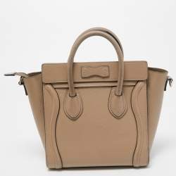 Pre Owned Céline Beige Leather Nano Luggage Tote