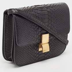 Celine Black Python Medium Classic Box Shoulder Bag