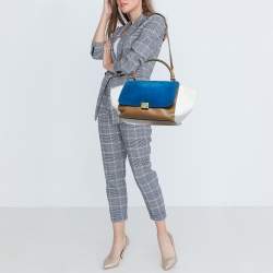 Pre Owned Celine Tri Color Leather and Suede Medium Trapeze Bag