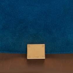 Pre Owned Celine Tri Color Leather and Suede Medium Trapeze Bag