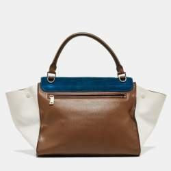Pre Owned Celine Tri Color Leather and Suede Medium Trapeze Bag