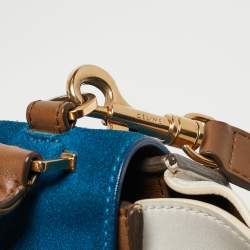 Pre Owned Celine Tri Color Leather and Suede Medium Trapeze Bag