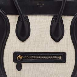 Pre Owned Celine Tri Color Leather and Canvas Mini Luggage Tote