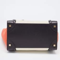 Pre Owned Celine Tri Color Leather and Canvas Mini Luggage Tote