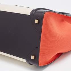 Pre Owned Celine Tri Color Leather and Canvas Mini Luggage Tote