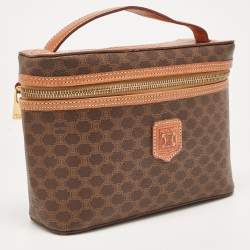 Pre Owned Celine Brown Macadam Coated Canvas and Leather Vanity Bag