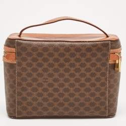 Pre Owned Celine Brown Macadam Coated Canvas and Leather Vanity Bag
