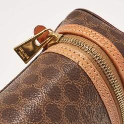 Pre Owned Celine Brown Macadam Coated Canvas and Leather Vanity Bag