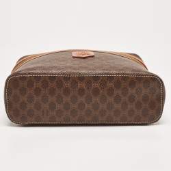 Pre Owned Celine Brown Macadam Coated Canvas and Leather Vanity Bag