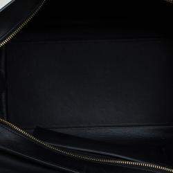 Pre Owned Celine Black/Beige Leather and Canvas Medium Trapeze Top Handle Bag