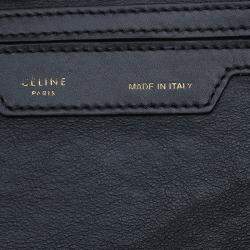 Pre Owned Celine Black/Beige Leather and Canvas Medium Trapeze Top Handle Bag