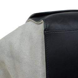 Pre Owned Celine Black/Beige Leather and Canvas Medium Trapeze Top Handle Bag