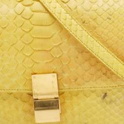 Pre Owned Celine Yellow Python Medium Classic Box Bag