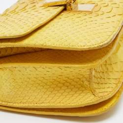 Pre Owned Celine Yellow Python Medium Classic Box Bag