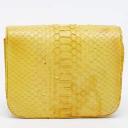 Pre Owned Celine Yellow Python Medium Classic Box Bag