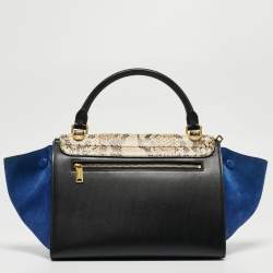 Pre Owned Celine Multicolor Snakeskin And Suede Small Trapeze Bag