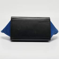 Pre Owned Celine Multicolor Snakeskin And Suede Small Trapeze Bag