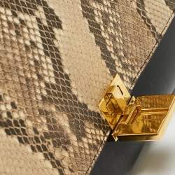 Pre Owned Celine Multicolor Snakeskin And Suede Small Trapeze Bag