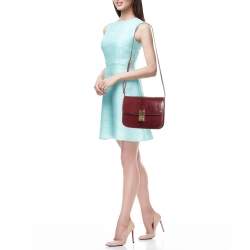 Pre Owned Celine Red/Black Python Medium Classic Box Shoulder Bag