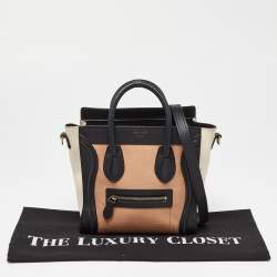 Pre Owned Celine Tricolor Leather Nano Luggage Tote
