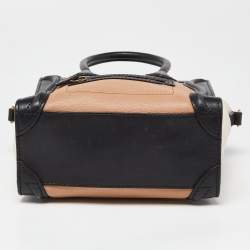 Pre Owned Celine Tricolor Leather Nano Luggage Tote