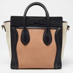 Pre Owned Celine Tricolor Leather Nano Luggage Tote