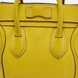 Pre Owned Céline Yellow Leather Nano Luggage Tote