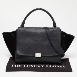 مملوكة مسبقًا Celine Black Leather and Suede Medium Trapeze Bag