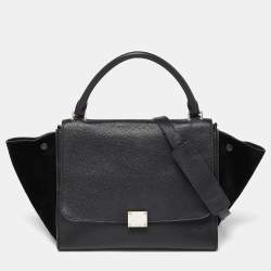 مملوكة مسبقًا Celine Black Leather and Suede Medium Trapeze Bag