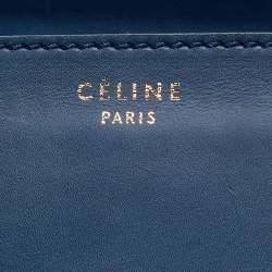 Pre Owned Celine Two Tone Blue Leather and Nubuck Medium Luggage Tote