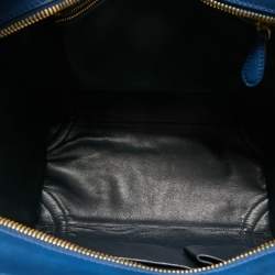 Pre Owned Celine Two Tone Blue Leather and Nubuck Medium Luggage Tote