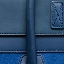 Pre Owned Celine Two Tone Blue Leather and Nubuck Medium Luggage Tote