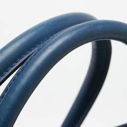 Pre Owned Celine Two Tone Blue Leather and Nubuck Medium Luggage Tote