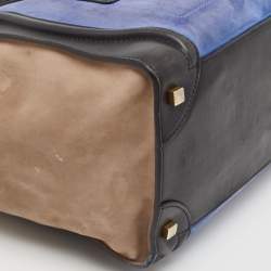 Pre Owned Celine Tricolor Leather and Nubuck Mini Luggage Tote
