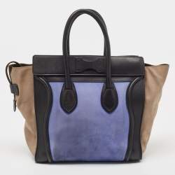Pre Owned Celine Tricolor Leather and Nubuck Mini Luggage Tote