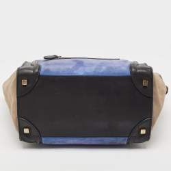Pre Owned Celine Tricolor Leather and Nubuck Mini Luggage Tote