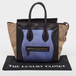 Pre Owned Celine Tricolor Leather and Nubuck Mini Luggage Tote