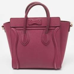 مملوكة مسبقًا Celine Burgundy Leather Nano Luggage Tote Bag