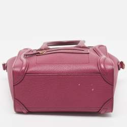 مملوكة مسبقًا Celine Burgundy Leather Nano Luggage Tote Bag