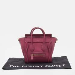 مملوكة مسبقًا Celine Burgundy Leather Nano Luggage Tote Bag