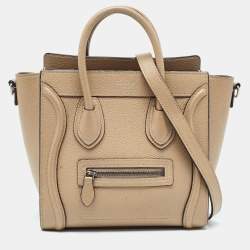 Pre Owned Céline Beige Leather Nano Luggage Tote