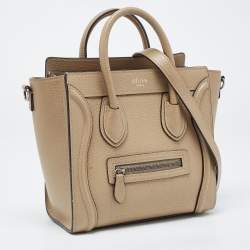 Pre Owned Céline Beige Leather Nano Luggage Tote