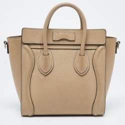 Pre Owned Céline Beige Leather Nano Luggage Tote